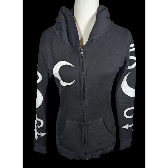Restyle Gothic Witch Occult Symbol Black Zip Hoodie - Picture 1 of 13
